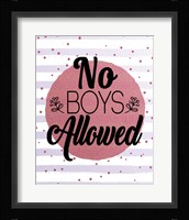 No Boys Allowed Stripes and Dots Pink Fine Art Print
