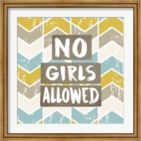 No Girls Allowed Chevron Pattern Yellow Fine Art Print