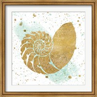 Silver Sea Life Aqua Shell Fine Art Print