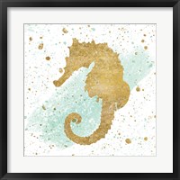 Silver Sea Life Aqua Seahorse Fine Art Print