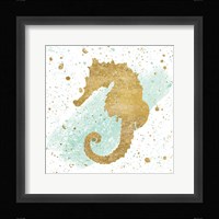 Silver Sea Life Aqua Seahorse Framed Print