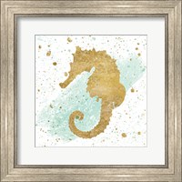 Silver Sea Life Aqua Seahorse Fine Art Print