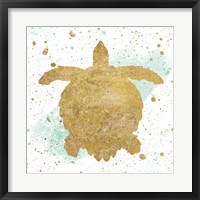 Silver Sea Life Aqua Turtle Fine Art Print
