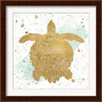 Silver Sea Life Aqua Turtle Fine Art Print