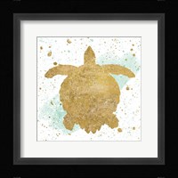 Silver Sea Life Aqua Turtle Framed Print