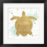 Silver Sea Life Aqua Turtle Framed Print