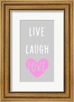 Live Laugh Love - Gray with Pink Heart Fine Art Print