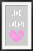 Live Laugh Love - Gray with Pink Heart Fine Art Print