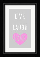 Live Laugh Love - Gray with Pink Heart Fine Art Print