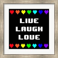 Live Laugh Love -  Black with Pixel Hearts Fine Art Print