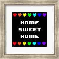 Home Sweet Home -  Black with Pixel Hearts Fine Art Print