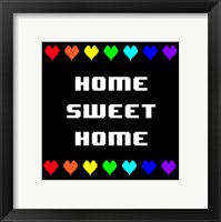 Home Sweet Home -  Black with Pixel Hearts Fine Art Print