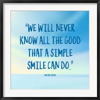 Simple Smile - Mother Teresa Quote (Blue) Fine Art Print