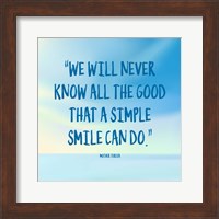 Simple Smile - Mother Teresa Quote (Blue) Fine Art Print
