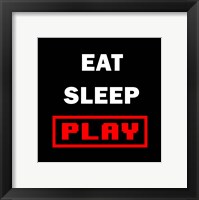 Eat Sleep Play - Black with Red Text Fine Art Print