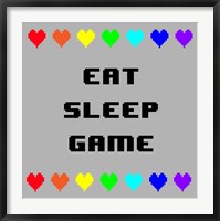 Eat Sleep Game -  Gray with Pixel Hearts Fine Art Print