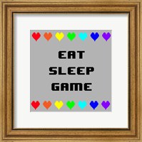 Eat Sleep Game -  Gray with Pixel Hearts Fine Art Print