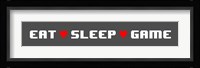 Eat Sleep Game -  Gray Panoramic with Pixel Hearts Fine Art Print
