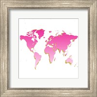 World Map Pink & Gold Fine Art Print