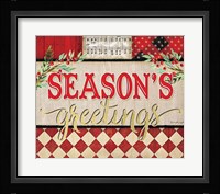 Season's Greetings Plaid Framed Print