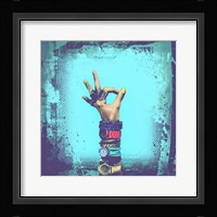 OK! Grunge Halftone Blue Fine Art Print