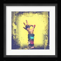 OK! Grunge Halftone Yellow Fine Art Print