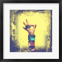 OK! Grunge Halftone Yellow Fine Art Print