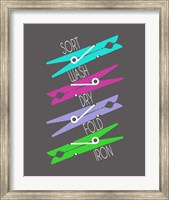 Sort Wash Dry Fold Colored Clothespins Purple Green Fine Art Print