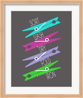 Sort Wash Dry Fold Colored Clothespins Purple Green Fine Art Print