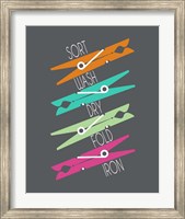 Sort Wash Dry Fold Colored Clothespins Red Green Fine Art Print