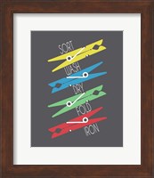 Sort Wash Dry Fold Clothespins Primary Colors Fine Art Print