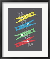 Sort Wash Dry Fold Clothespins Primary Colors Fine Art Print