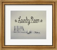Laundry Room Sign Clothespins Black and White Fine Art Print