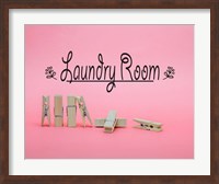 Laundry Room Sign Clothespins Pink Background Fine Art Print