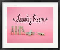 Laundry Room Sign Clothespins Pink Background Fine Art Print