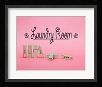 Laundry Room Sign Clothespins Pink Background Fine Art Print