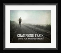 Champions Train Man Black and White Framed Print