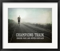 Champions Train Man Black and White Framed Print