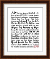 Names of Jesus Rectangle Black and Red Text Fine Art Print