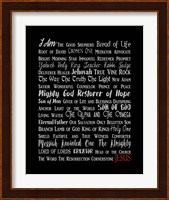 Names of Jesus Rectangle Gray and Red Text Fine Art Print