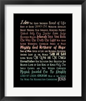 Names of Jesus Rectangle Orange Ombre Text Framed Print