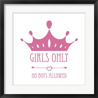 Girls Only Crown Pink on White Fine Art Print
