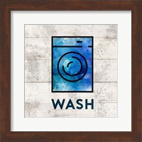 Laundry Sign White Wood Background - Wash Fine Art Print