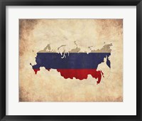 Map with Flag Overlay Russia Fine Art Print