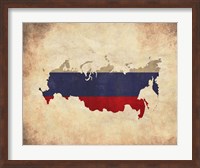 Map with Flag Overlay Russia Fine Art Print