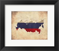 Map with Flag Overlay Russia Fine Art Print