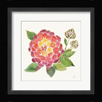 Tropical Fun Flowers II with Gold Framed Print