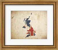 Map with Flag Overlay United Kingdom Fine Art Print