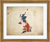 Map with Flag Overlay United Kingdom Fine Art Print