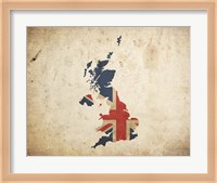 Map with Flag Overlay United Kingdom Fine Art Print